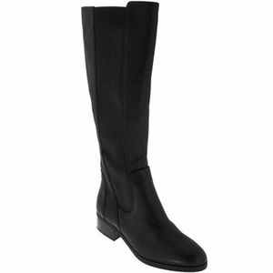 H by Halston Black Leather Tall Gored Boots 9